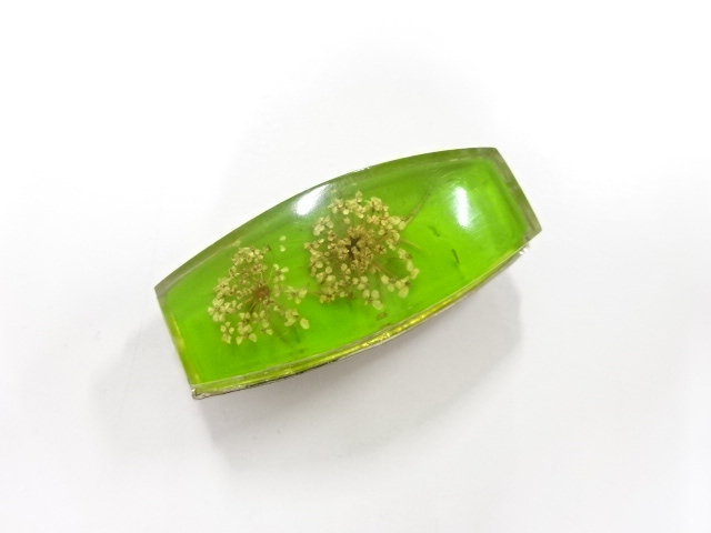 アンティーク　ドライフラワー　帯留め